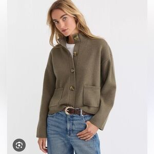 Loft Ribbed Mock Neck Sweater Jacket